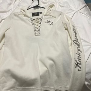 Harley Davidson long sleeve cream top